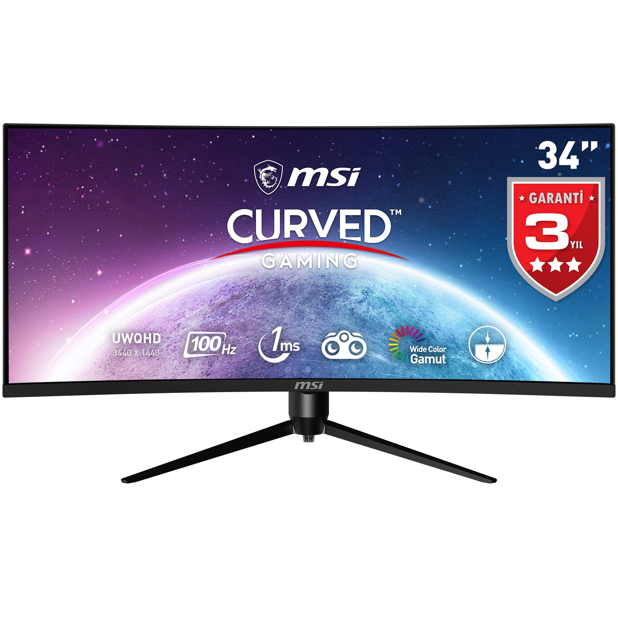 MSI 34″ MAG342CQPV 3440x1440 (UWQHD) 21:9 CURVE 1500R VA 100HZ 1MS Adaptive-Sync Gaming Monitör