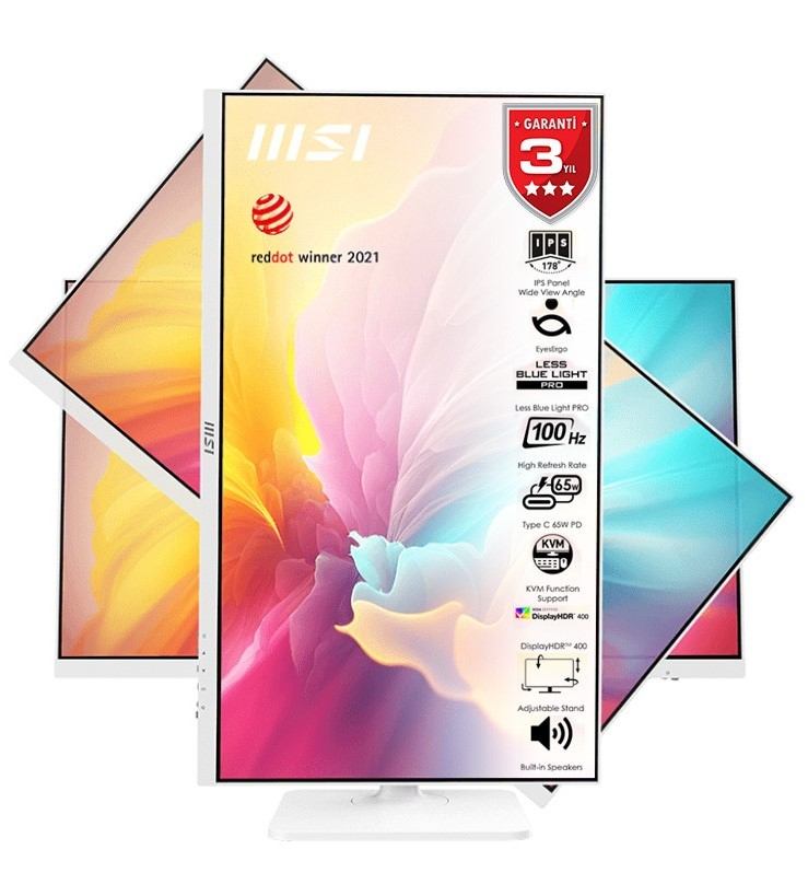 MSI Modern MD272QXPW 2560x1440 (WQHD) 16:9 FLAT IPS 100HZ 1MS Adaptıve-Sync Pivot Beyaz Type-C Monitör