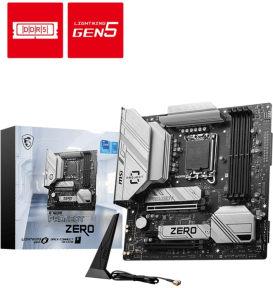MSI B760M Project Zero Intel LGA1700 DDR5 7800+(OC)MHz mATx Anakart