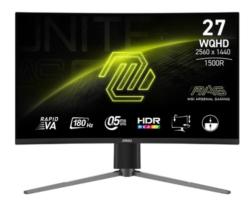 MSI MAG 27CQ6PF 27″ 180Hz 0,5ms  Adaptive- Sync WQHD Rapid VA Curved Gaming (Oyuncu) Monitör