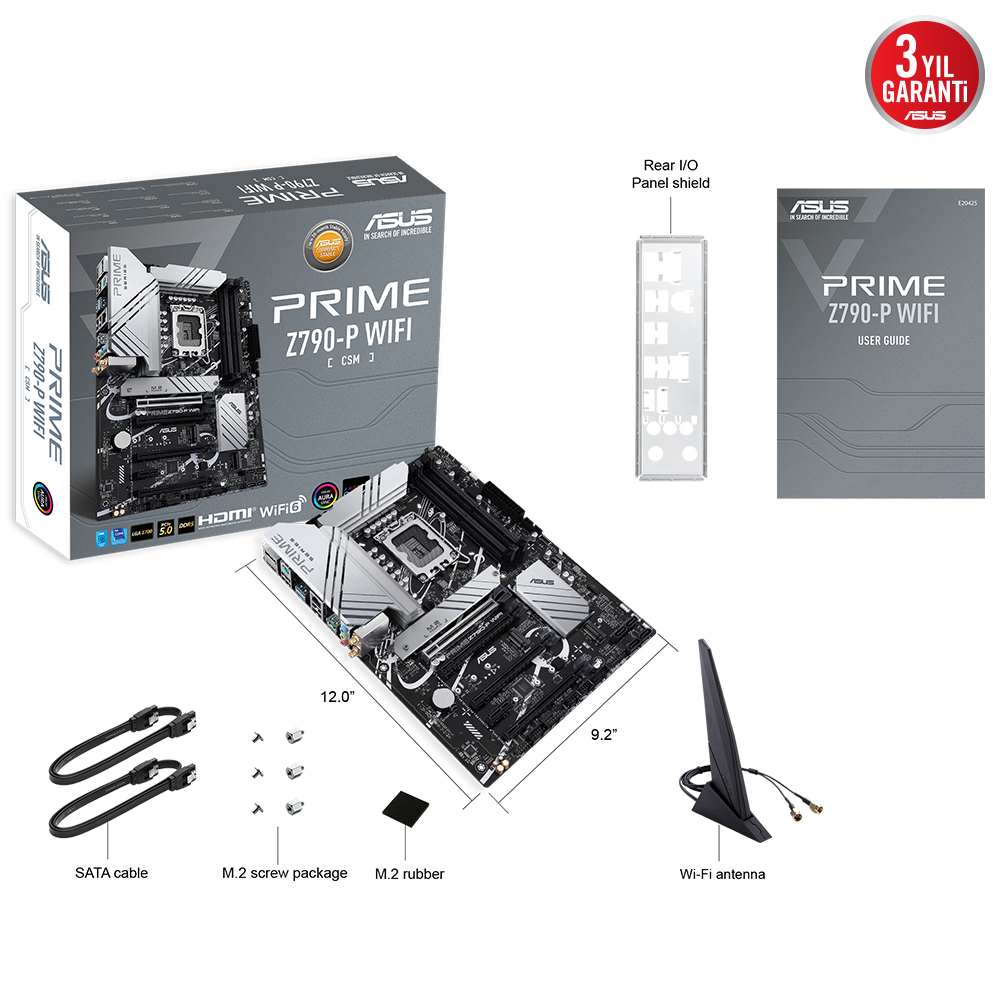 ASUS Prime Z790-P Wifi-CSM Intel Z790 Soket 1700 DDR5 7200(OC)MHz ATX Gaming (Oyuncu) Anakart