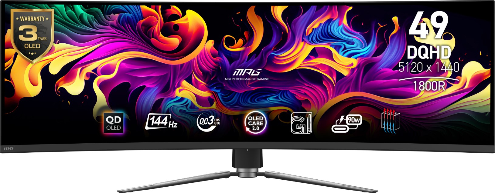 MSI 49″ MPG  491CQP QD-OLED 5120x1440 (DQHD) QD-OLED Curve 144HZ 0.03MS Adaptive-Sync Gaming (Oyuncu) Monitör