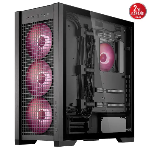ASUS TUF Gaming GT302 TG ARGB Temperli Cam USB 3.2 Siyah E-ATX Mid-Tower Gaming (Oyuncu) Kasa (90DC00I0-B19000)