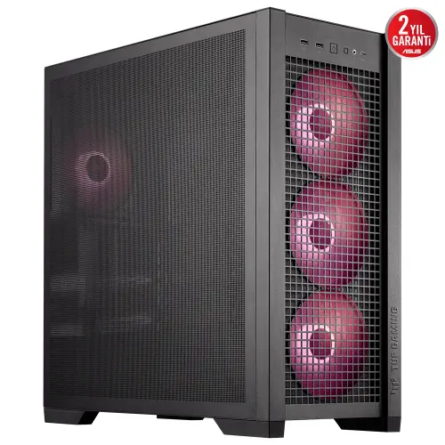 ASUS TUF Gaming GT302 TG ARGB Temperli Cam USB 3.2 Siyah E-ATX Mid-Tower Gaming (Oyuncu) Kasa (90DC00I0-B19000)