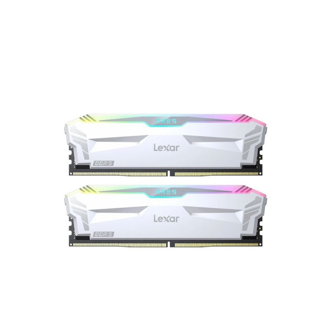 Lexar Ares White RGB 32GB (2x16GB) 6400MHz CL32 DDR5 Gaming Ram (LD5EU016G-R6400GDWA)