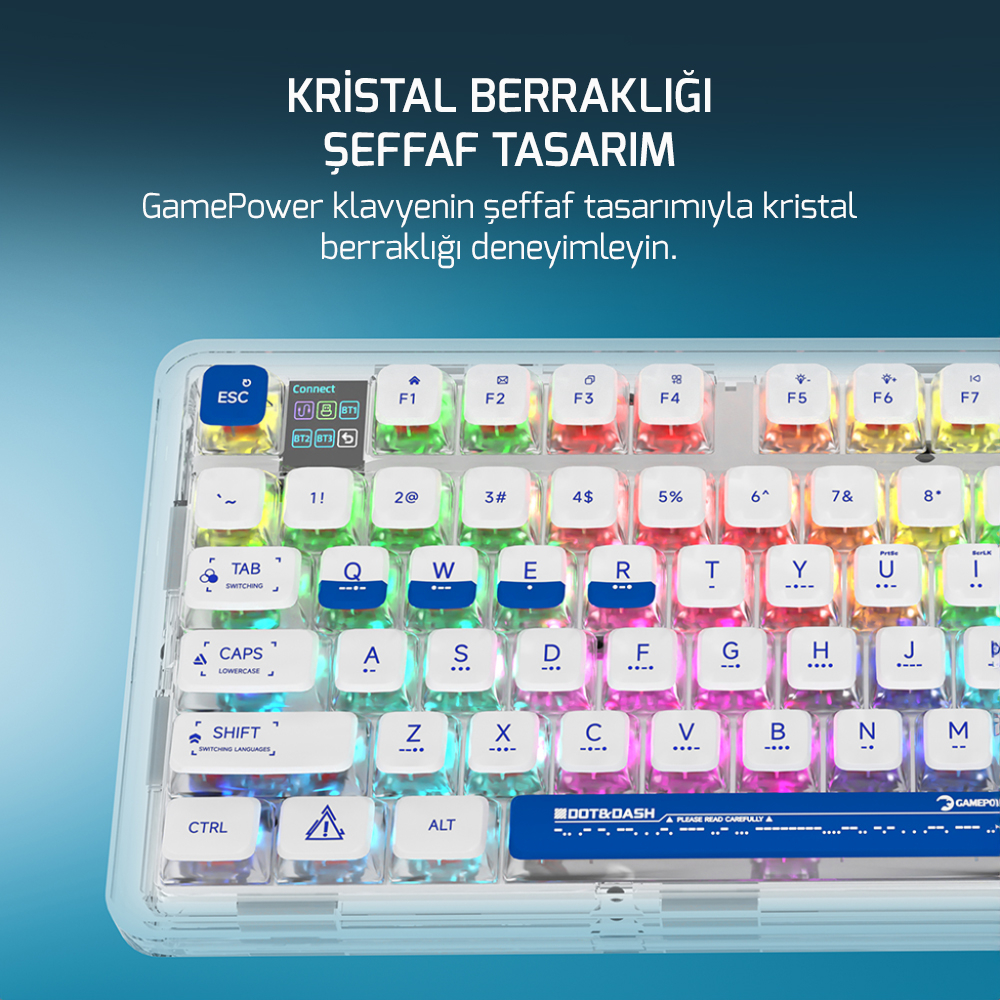 GamePower Gasket Pro RGB Wireless/Bluetooth/Kablolu Mekanik Red Switch Gasket Gaming Klavye