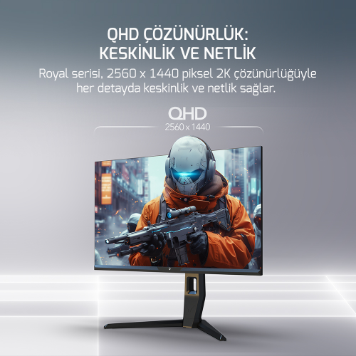 GamePower Royal V40 27″ RGB 240Hz 0.5Ms 2K QHD Flat IPS Pivot 2xUsb 3.0 HDR400 FreeSync, Gsync Gaming Monitör (Sıfır Ölü Piksel Garantili)