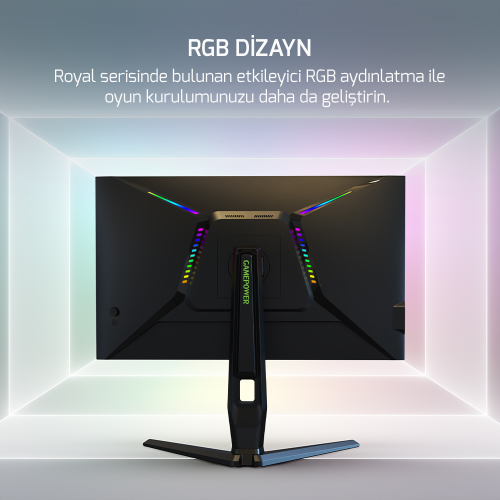 GamePower Royal V40 27″ RGB 240Hz 0.5Ms 2K QHD Flat IPS Pivot 2xUsb 3.0 HDR400 FreeSync, Gsync Gaming Monitör (Sıfır Ölü Piksel Garantili)