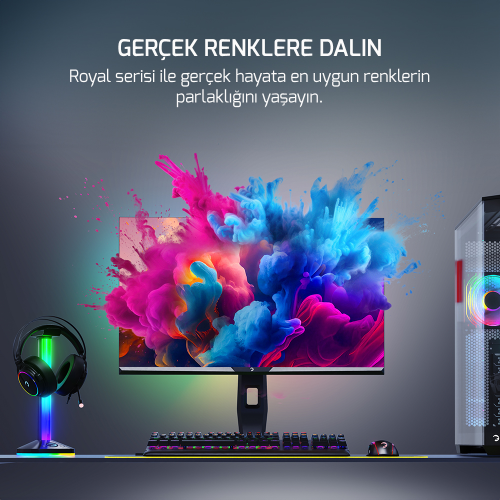 GamePower Royal V40 27″ RGB 240Hz 0.5Ms 2K QHD Flat IPS Pivot 2xUsb 3.0 HDR400 FreeSync, Gsync Gaming Monitör (Sıfır Ölü Piksel Garantili)