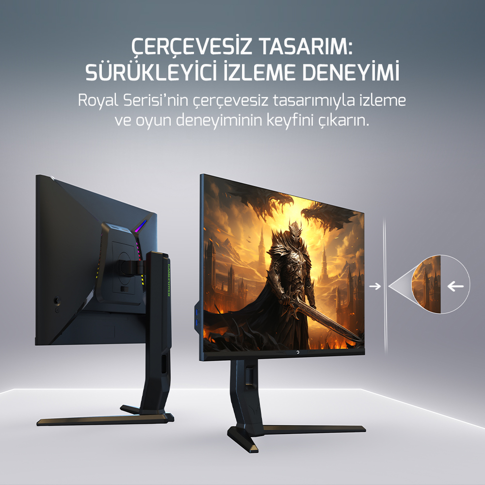 GamePower Royal V40 27″ RGB 240Hz 0.5Ms 2K QHD Flat IPS Pivot 2xUsb 3.0 HDR400 FreeSync, Gsync Gaming Monitör (Sıfır Ölü Piksel Garantili)
