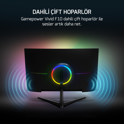 GamePower Vivid F10 24″ Curved RGB 120Hz 1ms FHD Va Panel 2x2W Speaker Gaming Monitör (Sıfır Ölü Piksel Garantili)