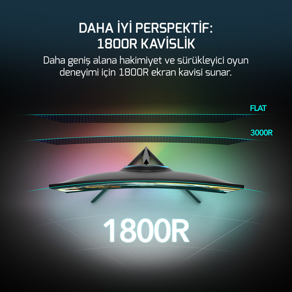 GamePower Vivid F10 24″ Curved RGB 120Hz 1ms FHD Va Panel 2x2W Speaker Gaming Monitör (Sıfır Ölü Piksel Garantili)