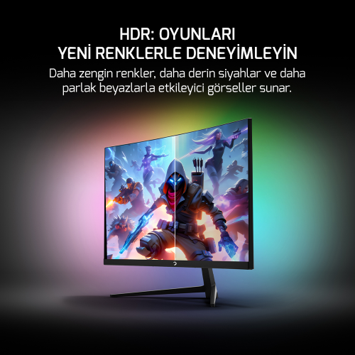 GamePower Vivid T40 24″ Curved RGB 180Hz 0.5ms FHD Va Panel 2x2W Speaker Gaming Monitör (Sıfır Ölü Piksel Garantili)
