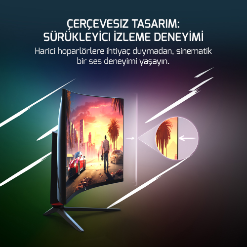 GamePower 32'' Vision V30 Curved 1000R RGB 240Hz 1ms 2K (QHD) , Kvm, Speaker, Type C Gaming Monitör (Sıfır Ölü Piksel Garantili)