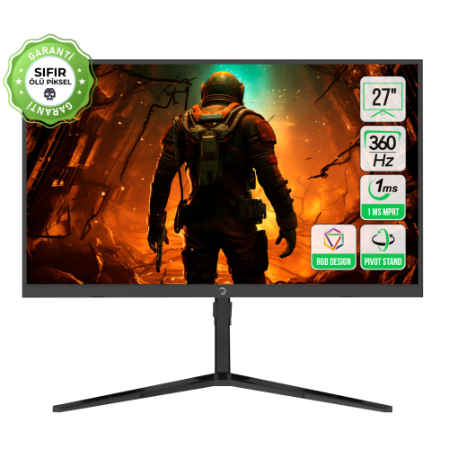 GamePower Rapid  27″ 1ms 360Hz Flat Fast IPS FHD RGB Pivot Speaker Gaming Monitör (Sıfır Ölü Piksel Garantili)