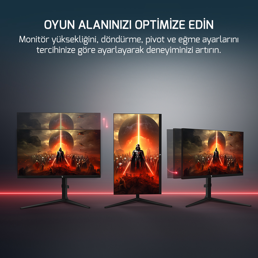 GamePower Rapid 27″ 1ms 360Hz Flat Fast IPS FHD RGB Pivot Speaker Gaming Monitör (Sıfır Ölü Piksel Garantili)