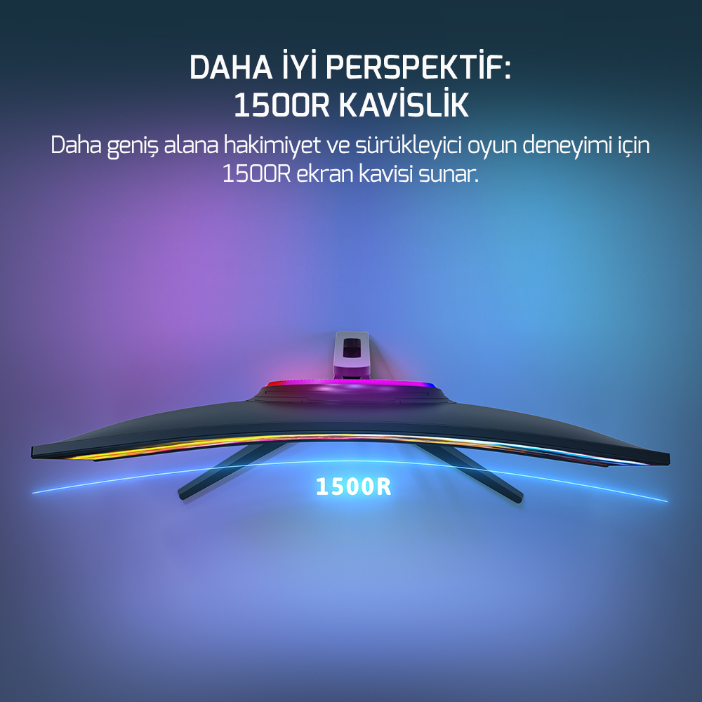 GamePower Vivid F20 27″ 1500R Curved RGB 144Hz 1ms FHD Va Panel 2x2W Speaker Gaming Monitör (Sıfır Ölü Piksel Garantili)