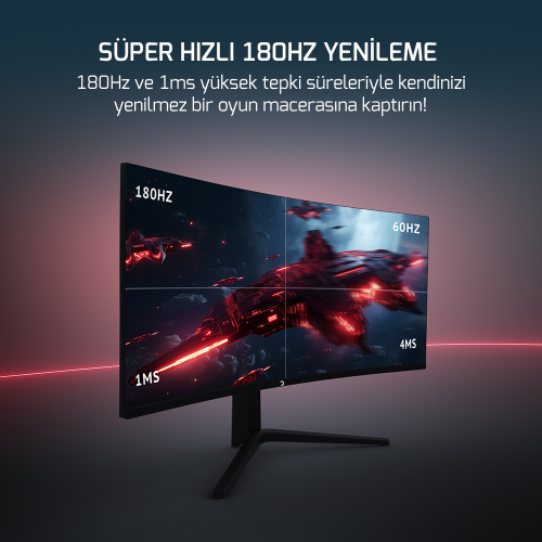 GamePower WQ34 34″ 1ms 180Hz Curved 2K UWQHD 3440*1440 Pivot 21:9 Gaming Monitör (Sıfır Ölü Piksel Garantili)