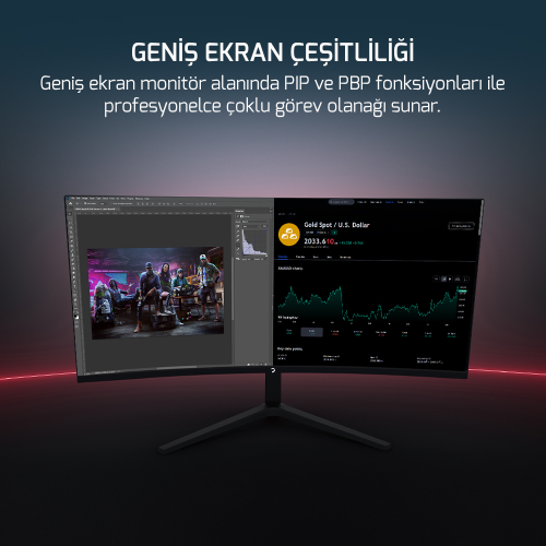 GamePower WQ34 34″ 1ms 180Hz Curved 2K UWQHD 3440*1440 Pivot 21:9 Gaming Monitör (Sıfır Ölü Piksel Garantili)