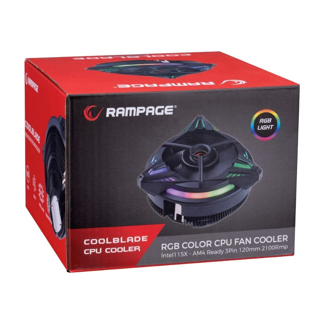 Rampage RM-C03 COOLBLADE Rainbow 43CFM 80mm Fan Intel LGA1700/AMD AM5 Uyumlu Hava Soğutucu
