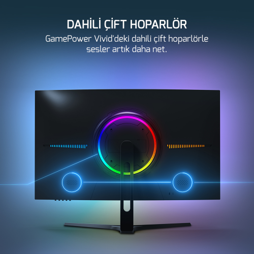 GamePower 27″ Vivid V80 Fast VA Panel Curved RGB 300Hz 0.5ms FHD 2x2W Speaker Gaming Monitör (Sıfır Ölü Piksel Garantili)