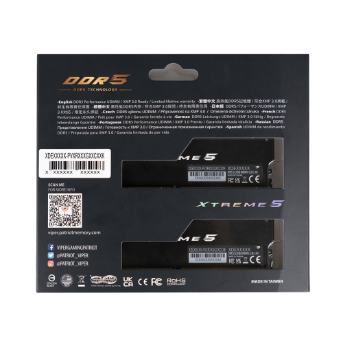 Patriot Viper Xtreme 5 RGB PVXR548G80C38K 48GB (2x24GB) DDR5 8000MHz CL38 Gaming Ram (Bellek)