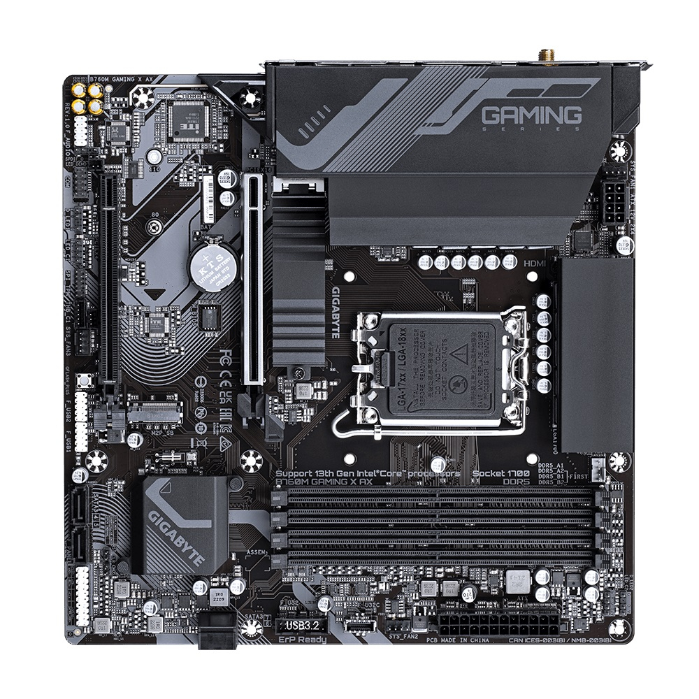 Gigabyte B760M Gaming X AX DDR5 B760M-GAM-X-AX-DDR5 Intel B760 Soket 1700 DDR5 7600MHz mATX Gaming (Oyuncu) Anakart