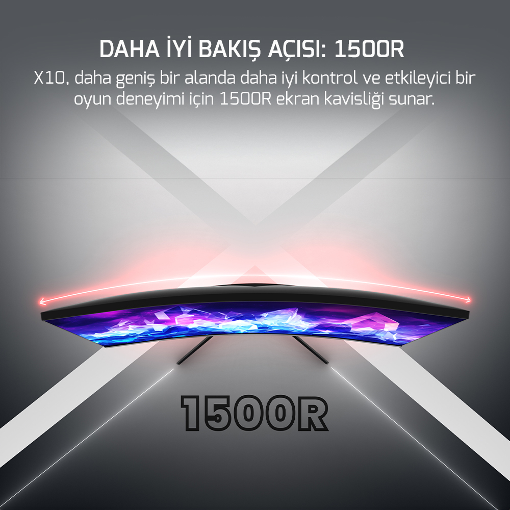 GamePower Intense X10 23.6″ 1ms 165Hz Fhd 1500R Va Curved RGB Gaming Monitör (Sıfır Ölü Piksel Garantili)