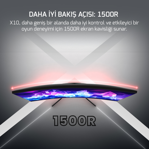 GamePower Intense X10 23.6″ 1ms 165Hz Fhd 1500R Va Curved RGB Gaming Monitör (Sıfır Ölü Piksel Garantili)