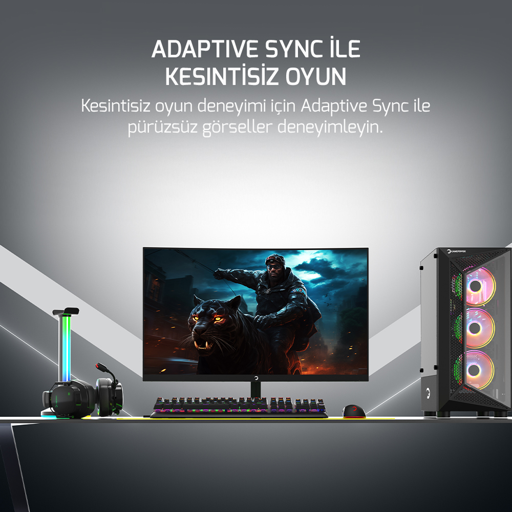 GamePower Intense X10 23.6″ 1ms 165Hz Fhd 1500R Va Curved RGB Gaming Monitör (Sıfır Ölü Piksel Garantili)