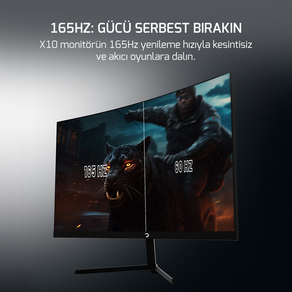 GamePower Intense X10 23.6″ 1ms 165Hz Fhd 1500R Va Curved RGB Gaming Monitör (Sıfır Ölü Piksel Garantili)