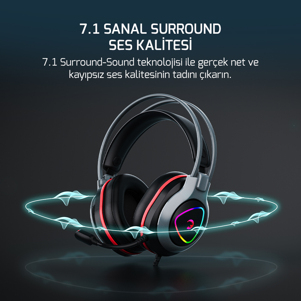 GamePower Ranger Siyah 7.1 Surround RGB Gaming Kulaklık