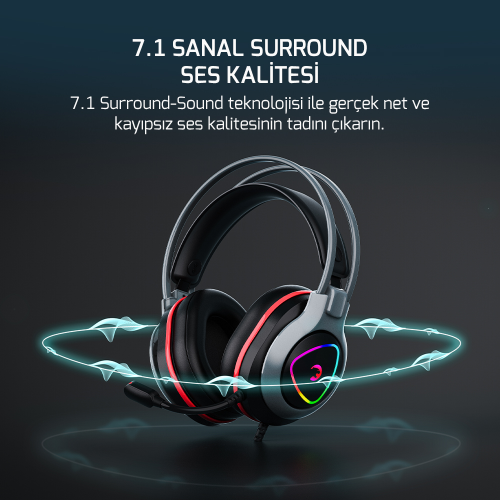 GamePower Ranger Siyah 7.1 Surround RGB Gaming Kulaklık