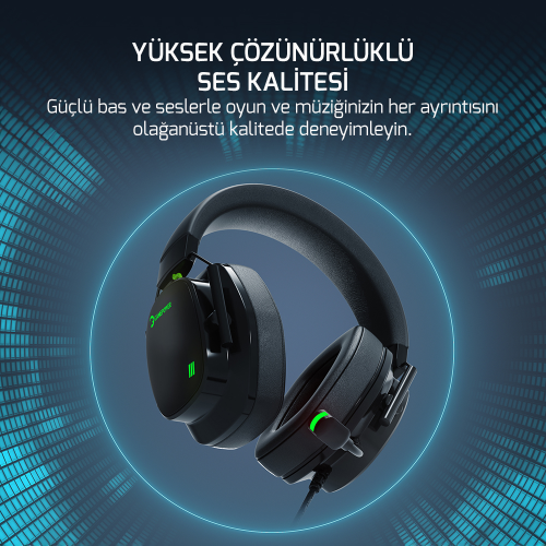 Gamepower Kai Titanium X Siyah Manyetik Pad Gaming Kulaklık (2*3.5mm Jak Dönüştürücü Kablo Hediyeli) 