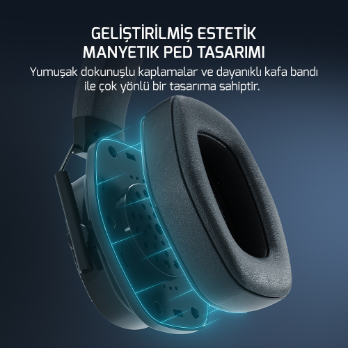 Gamepower Kai Titanium X Siyah Manyetik Pad Gaming Kulaklık (2*3.5mm Jak Dönüştürücü Kablo Hediyeli) 