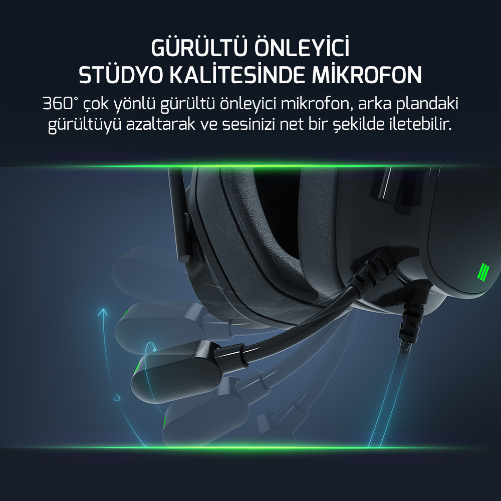 Gamepower Kai Titanium X Siyah Manyetik Pad Gaming Kulaklık (2*3.5mm Jak Dönüştürücü Kablo Hediyeli)