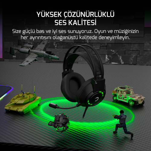 Gamepower Voldon X ENC 3.5mm Jak Kablolu Oyuncu Kulaküstü Kulaklık (2*3.5mm Jak Dönüştürücü Kablo Hediyeli) 
