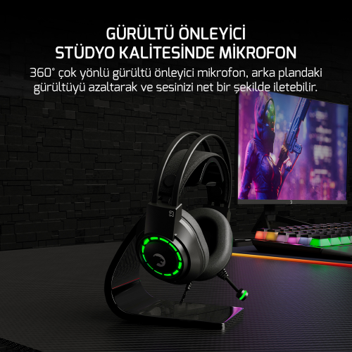 Gamepower Voldon X ENC 3.5mm Jak Kablolu Oyuncu Kulaküstü Kulaklık (2*3.5mm Jak Dönüştürücü Kablo Hediyeli) 