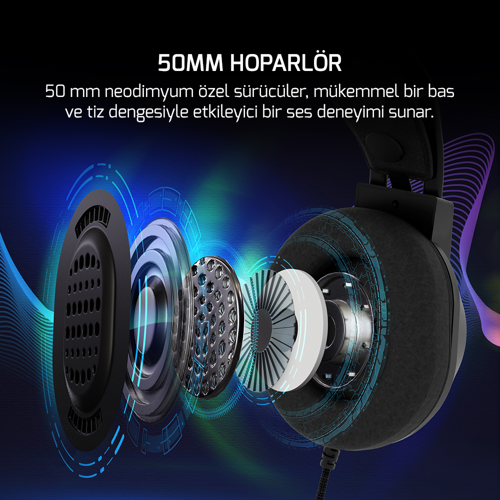 Gamepower Voldon X ENC 3.5mm Jak Kablolu Oyuncu Kulaküstü Kulaklık (2*3.5mm Jak Dönüştürücü Kablo Hediyeli)