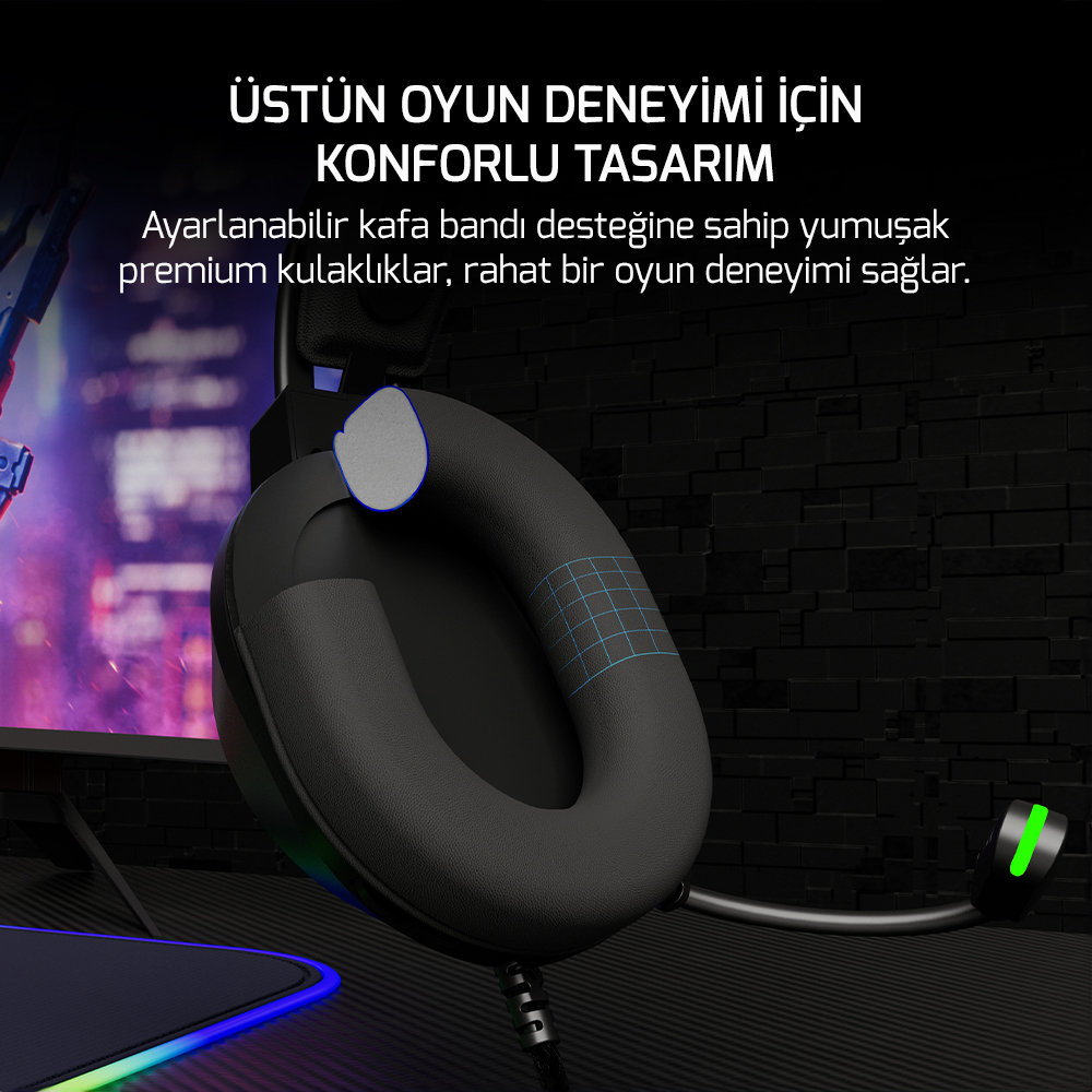 Gamepower Voldon X ENC 3.5mm Jak Kablolu Oyuncu Kulaküstü Kulaklık (2*3.5mm Jak Dönüştürücü Kablo Hediyeli)