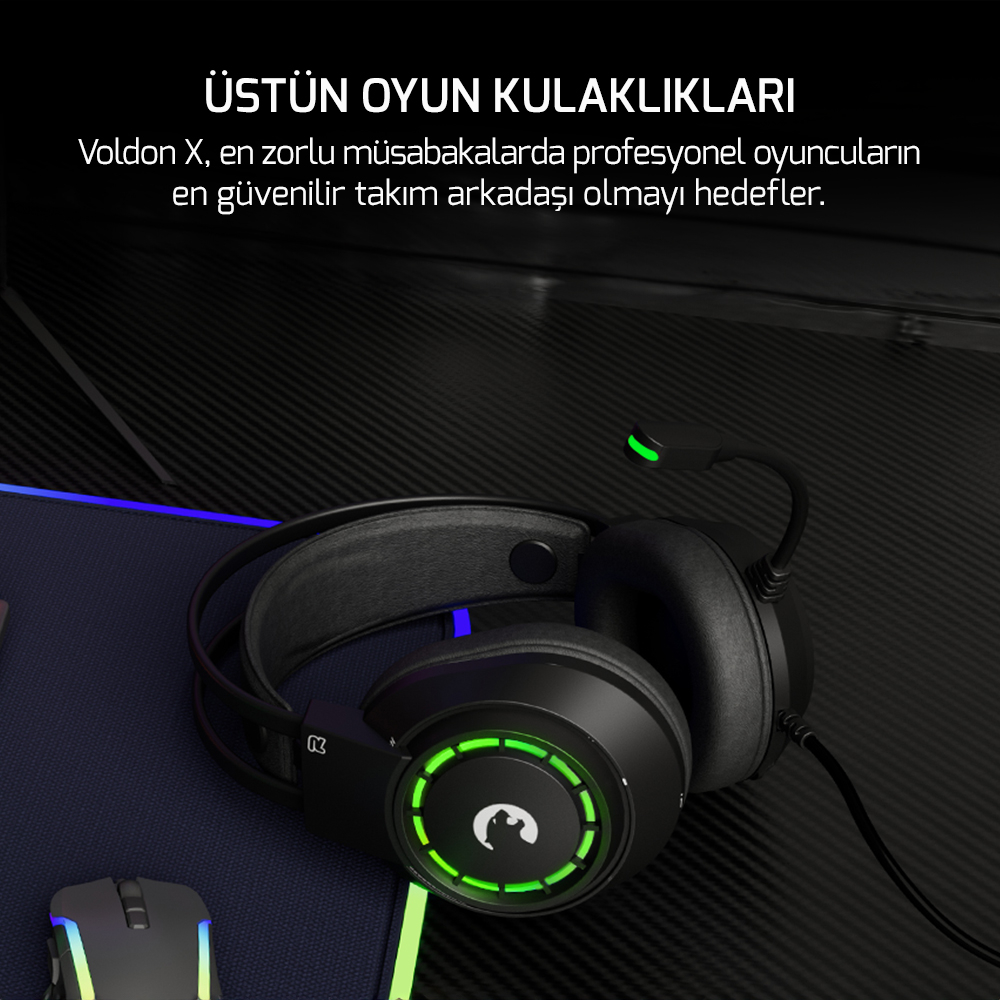 Gamepower Voldon X ENC 3.5mm Jak Kablolu Oyuncu Kulaküstü Kulaklık (2*3.5mm Jak Dönüştürücü Kablo Hediyeli)