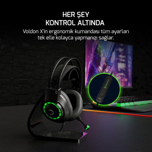 Gamepower Voldon X ENC 3.5mm Jak Kablolu Oyuncu Kulaküstü Kulaklık (2*3.5mm Jak Dönüştürücü Kablo Hediyeli) 