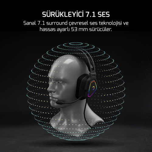 GamePower Kyruse Pro 7.1 Surround Hi-Fi RGB Gaming Titreşimli Kulaklık (Memory Foam)