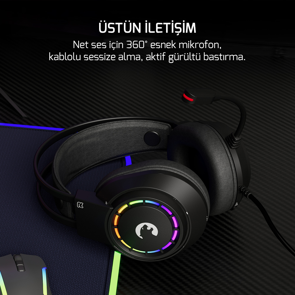 GamePower Voldon Siyah 7.1 Surround Rainbow Gaming Kulaklık
