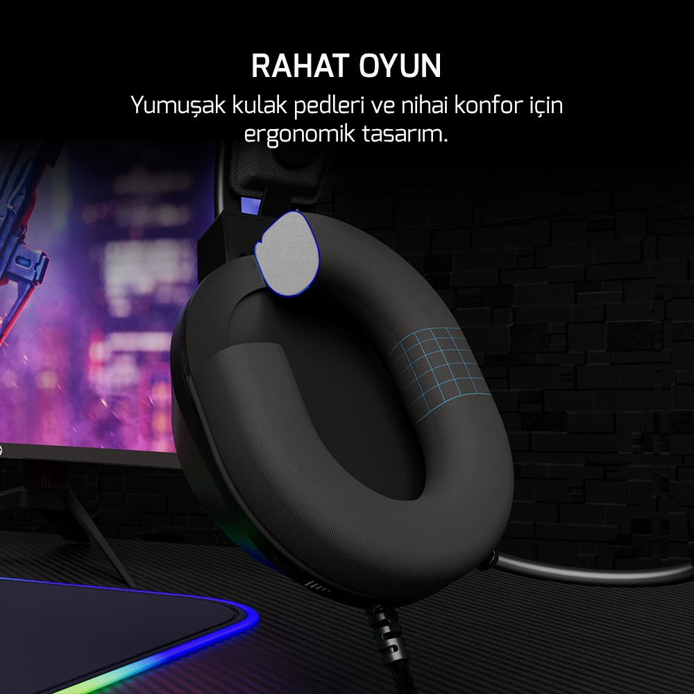 GamePower Voldon Siyah 7.1 Surround Rainbow Gaming Kulaklık