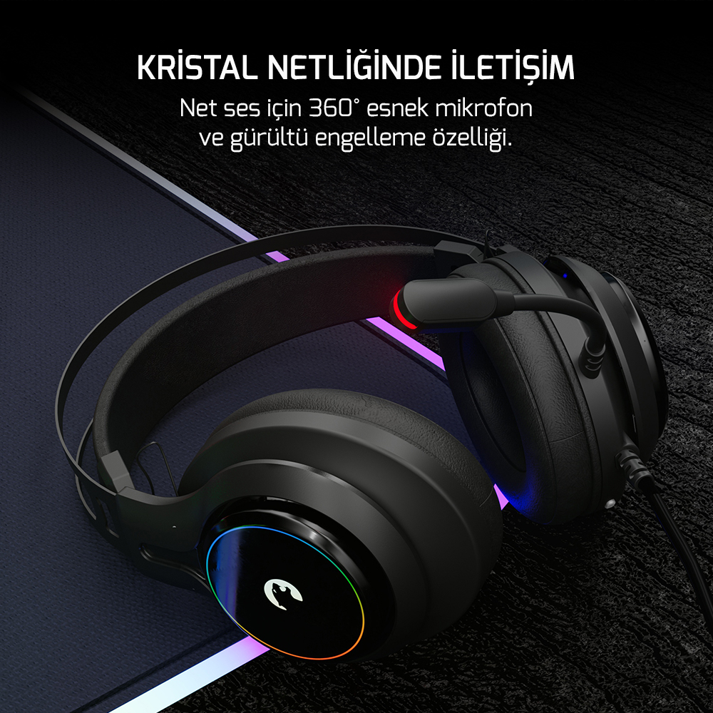 GamePower Kugon Siyah 7.1 Surround Rainbow Gaming Kulaklık