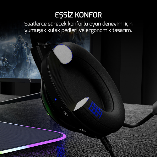 GamePower Kugon Siyah 7.1 Surround Rainbow Gaming Kulaklık