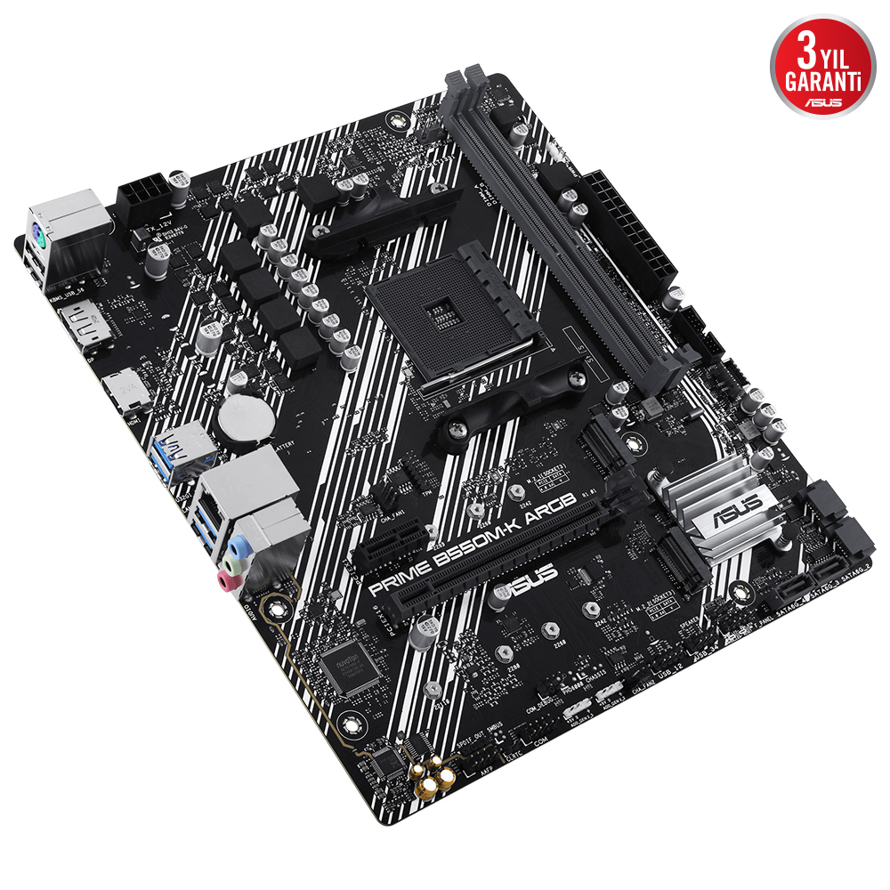 ASUS Prime B550M-K ARGB AMD Soket AM4 DDR4 4866(OC)MHz Micro ATX Gaming (Oyuncu) Anakart