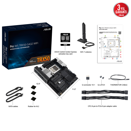 ASUS PRO WS TRX50-SAGE WIFI AMD TRX50 Soket sTR5 DDR5 CEB Anakart