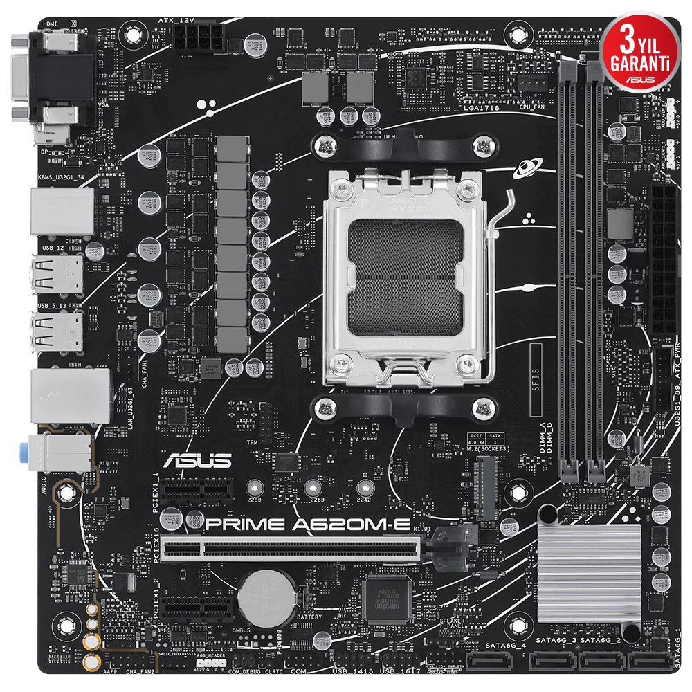 ASUS PRIME A620M-E-CSM A620 AM5 Soket DDR5 6400(OC)MHz mATX Anakart